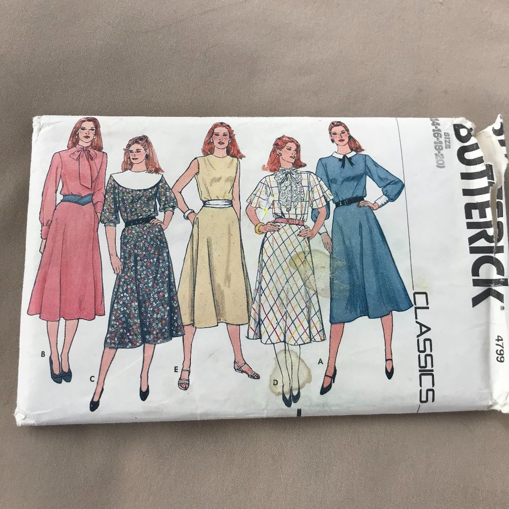 Butterick 4799 Pattern UNCUT 1980s Vintage Classics Sizes 14-16-18-20
